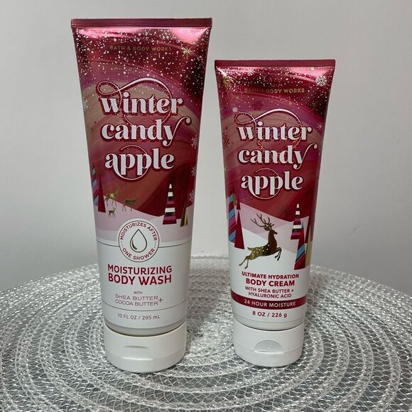 BBW Winter Candy Apple Body Wash and Body Cream set of  2 NWT - Picture 1 of 2